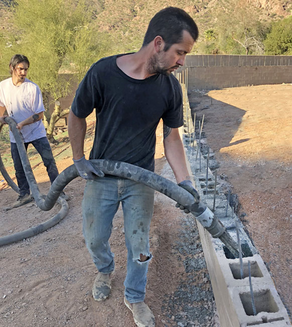 Pouring concrete